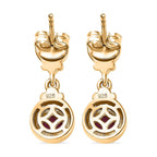 Natural John Saul Ruby & Moissanite Dangle Earrings in 18K Vermeil YG Plated Sterling Silver