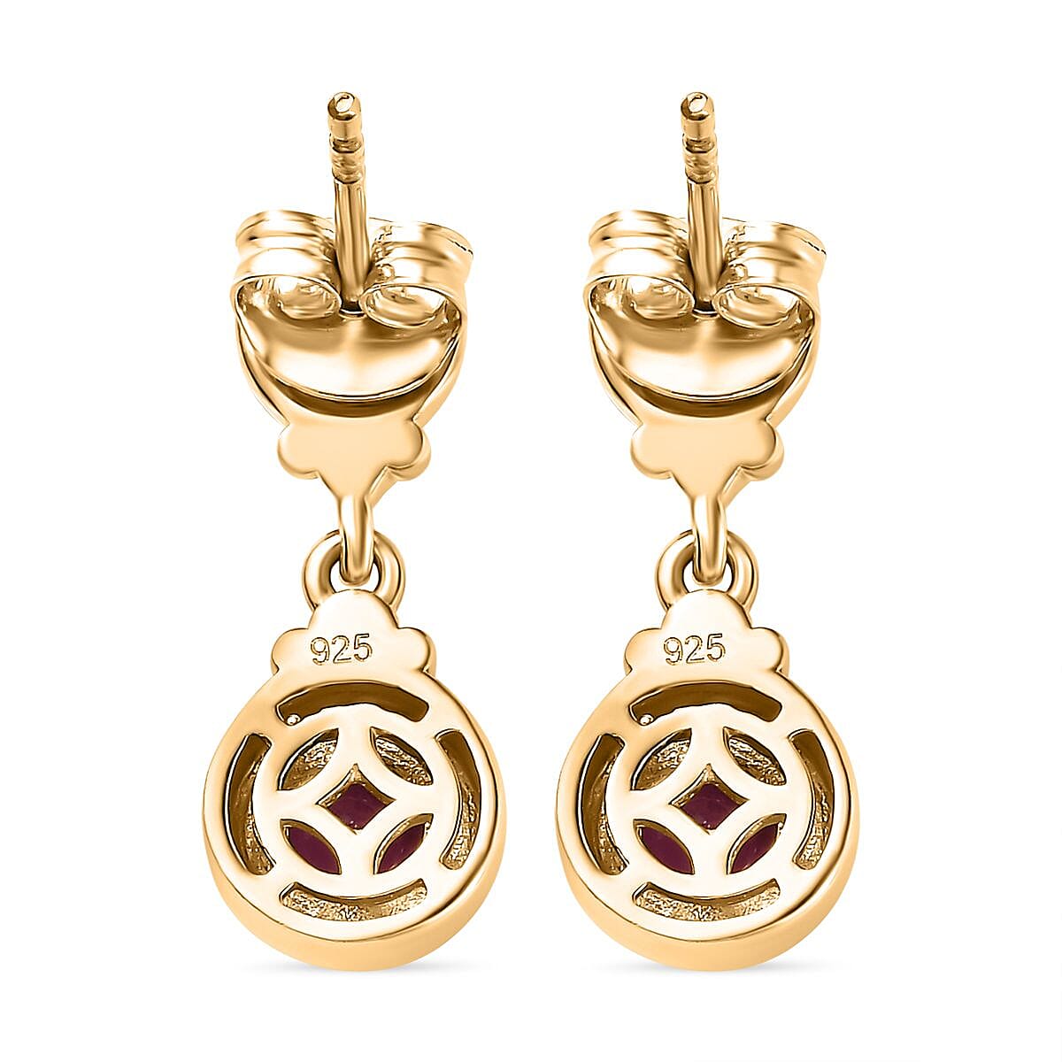 John Saul Ruby and Moissanite Dangle Earrings in 18K Vermeil Yellow Gold Plated Sterling Silver 7770230 4