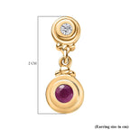 Natural John Saul Ruby & Moissanite Dangle Earrings in 18K Vermeil YG Plated Sterling Silver