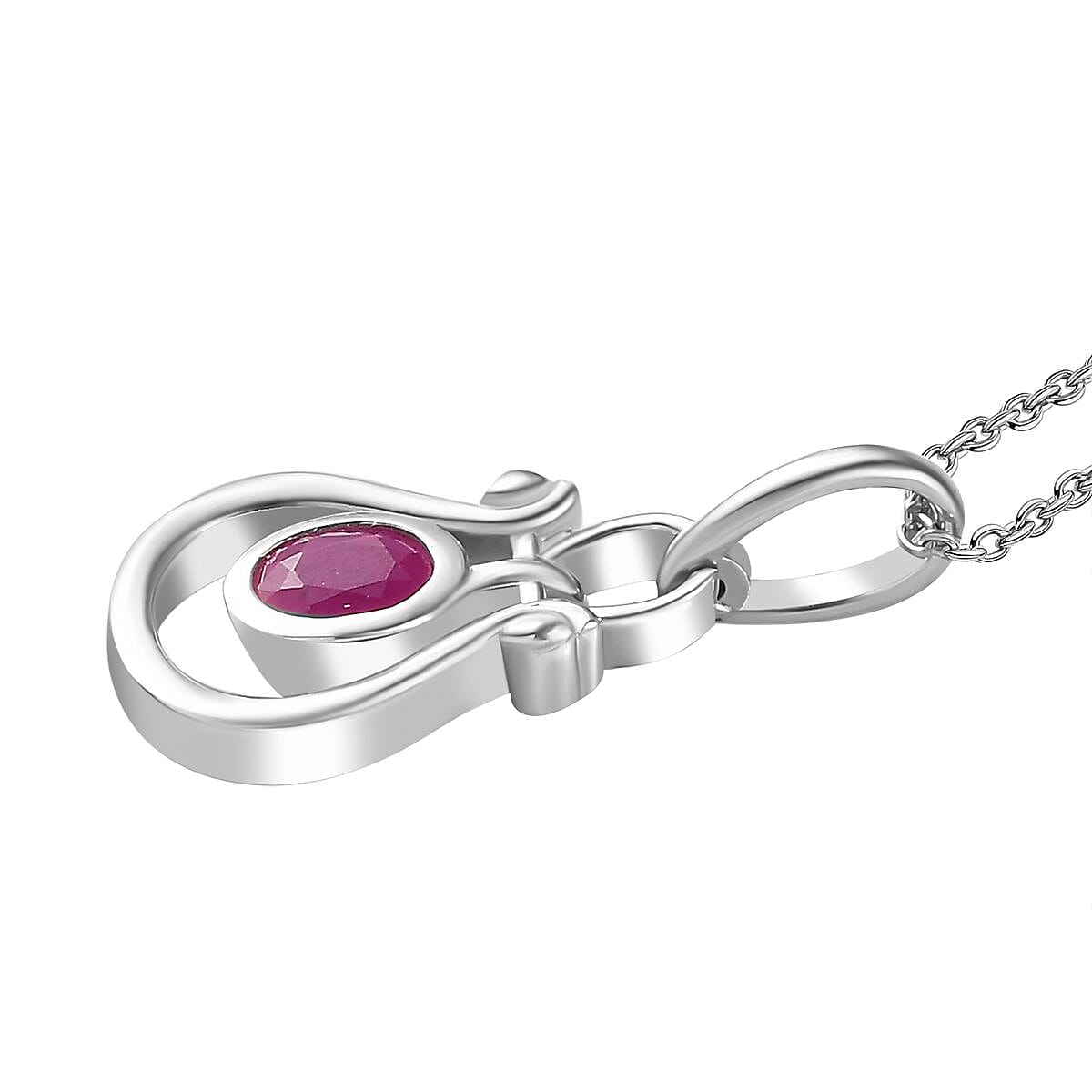 Natural John Saul Ruby Pendant with Chain (Size 20) in Platinum Overlay Sterling Silver 4267337 2
