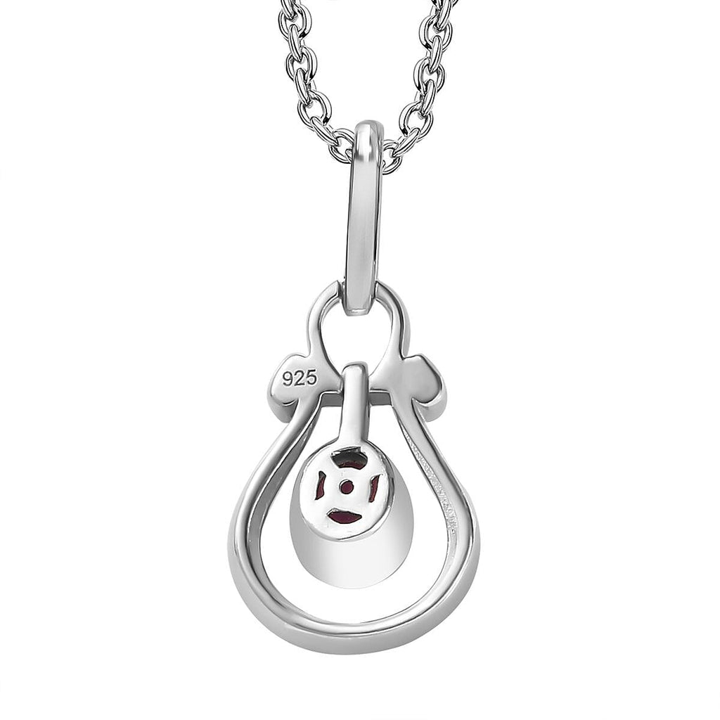 Natural John Saul Ruby Pendant with Chain (Size 20) in Platinum Overlay Sterling Silver