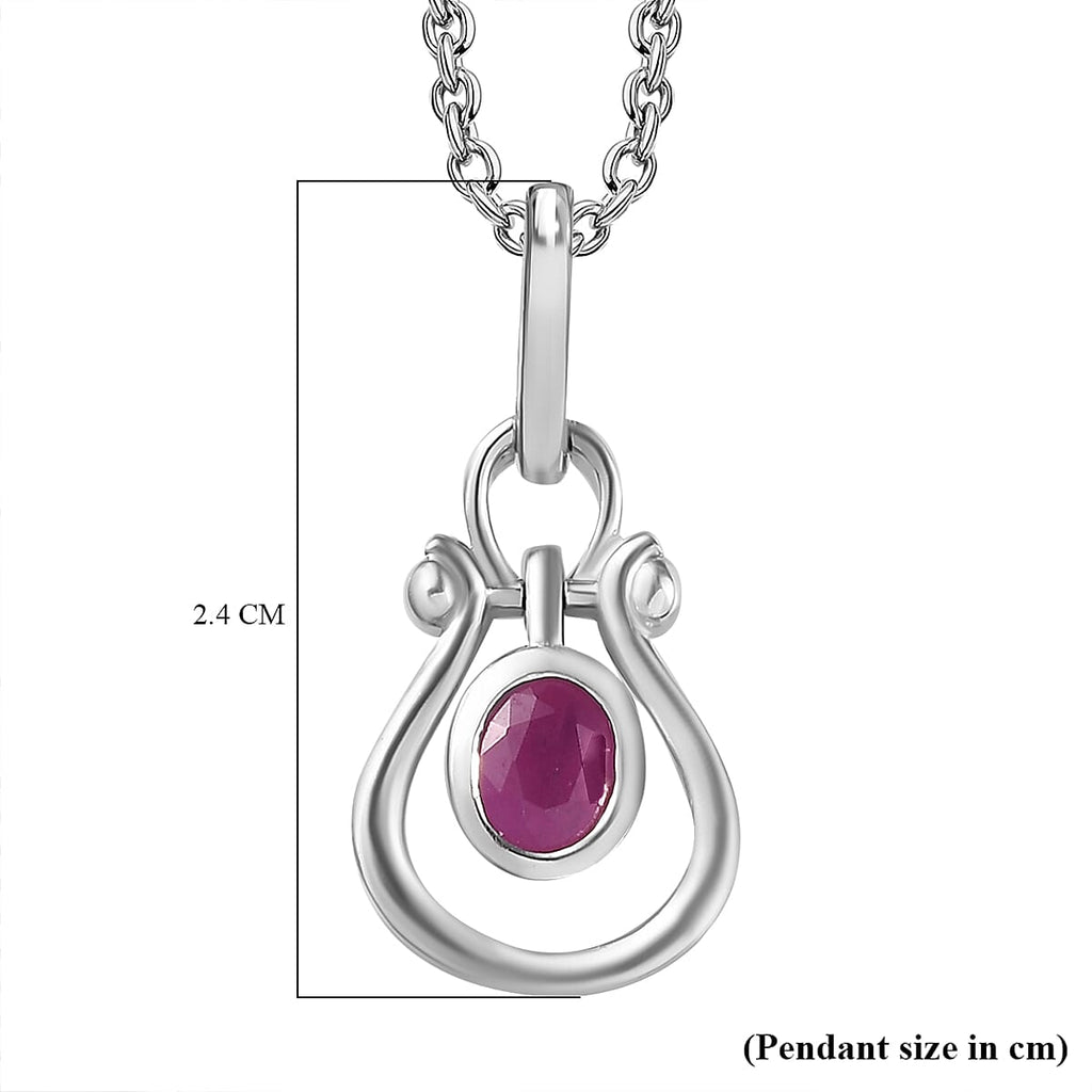 Natural John Saul Ruby Pendant with Chain (Size 20) in Platinum Overlay Sterling Silver