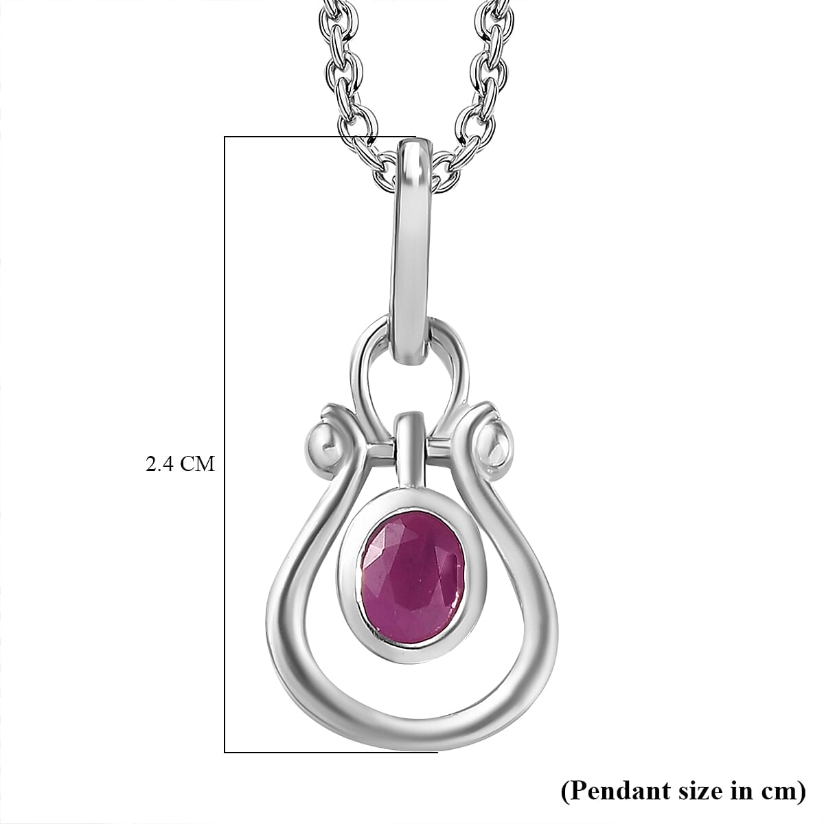 Natural John Saul Ruby Pendant with Chain (Size 20) in Platinum Overlay Sterling Silver 4267337 4