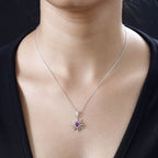 Natural John Saul Ruby Sun Pendant with Chain (Size 20) in Platinum Overlay Sterling Silver