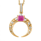 Natural John Saul Ruby Pendant with Chain (Size 20) in Platinum & 18K Vermeil YG Plated Sterling Silver