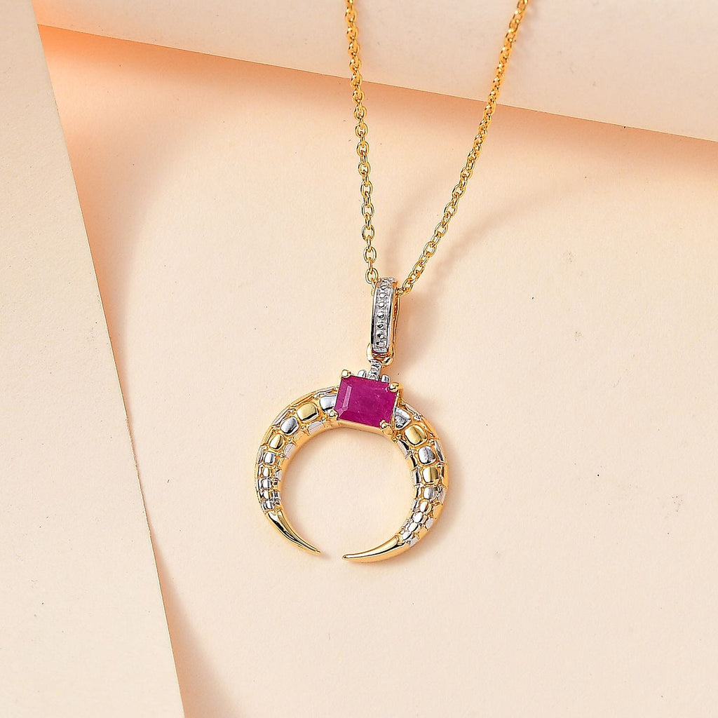 Natural John Saul Ruby Pendant with Chain (Size 20) in Platinum & 18K Vermeil YG Plated Sterling Silver