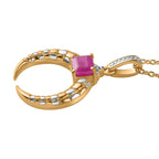 Natural John Saul Ruby Pendant with Chain (Size 20) in Platinum & 18K Vermeil YG Plated Sterling Silver
