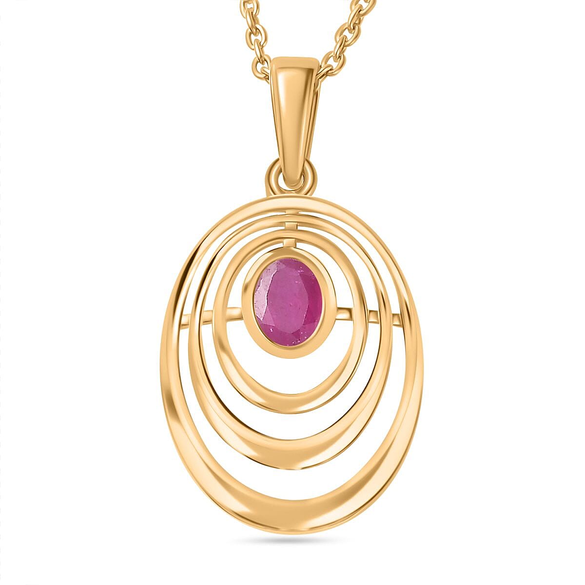 Natural John Saul Ruby Pendant with Chain (Size 20) in 18K Vermeil YG Plated Sterling Silver 4267314 0