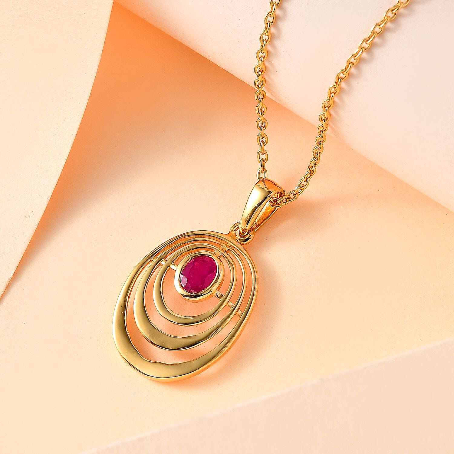 Natural John Saul Ruby Pendant with Chain (Size 20) in 18K Vermeil YG Plated Sterling Silver 4267314 1