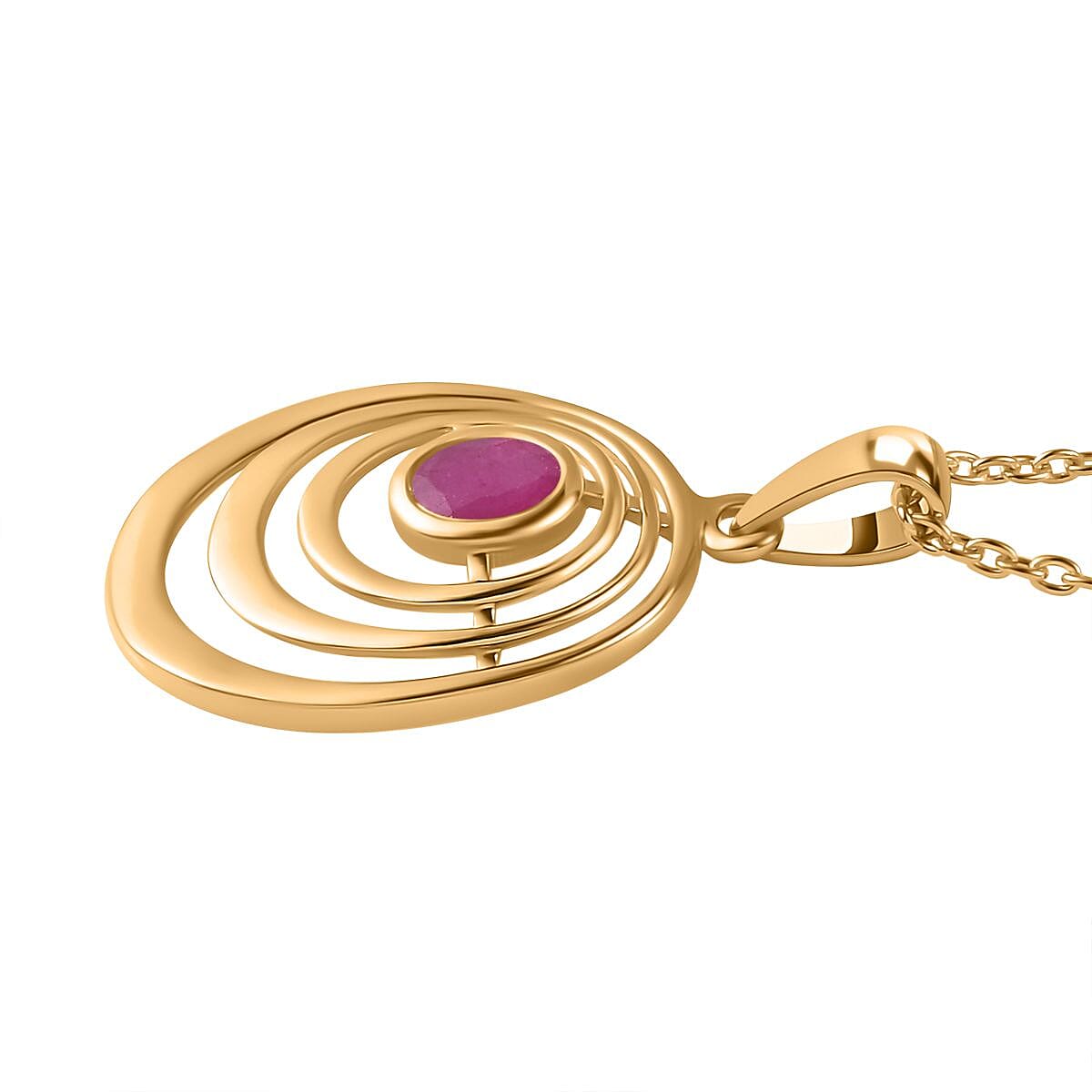 Natural John Saul Ruby Pendant with Chain (Size 20) in 18K Vermeil YG Plated Sterling Silver 4267314 3