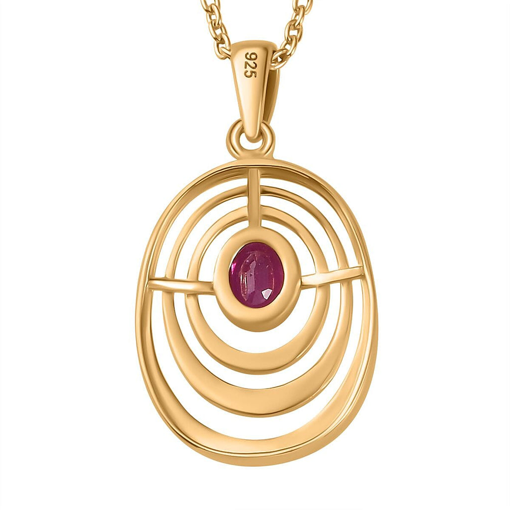 Natural John Saul Ruby Pendant with Chain (Size 20) in 18K Vermeil YG Plated Sterling Silver