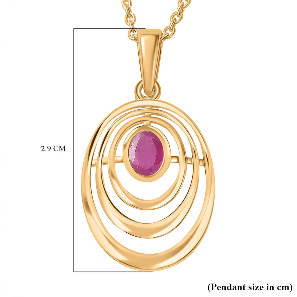 Natural John Saul Ruby Pendant with Chain (Size 20) in 18K Vermeil YG Plated Sterling Silver