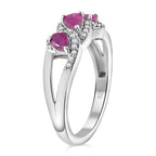 Natural John Saul Ruby & Natural Zircon Ring in Platinum Overlay Sterling Silver