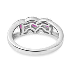 Natural John Saul Ruby & Natural Zircon Ring in Platinum Overlay Sterling Silver