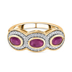 Natural John Saul Ruby & Natural Zircon Ring in 18K Vermeil YG Plated Sterling Silver 1.36 Ct