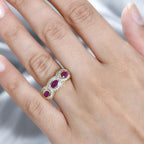 Natural John Saul Ruby & Natural Zircon Ring in 18K Vermeil YG Plated Sterling Silver 1.36 Ct