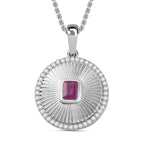 Natural John Saul Ruby & Natural Zircon Pendant with Chain (Size 20) in Platinum Overlay Sterling Silver 1.58 Ct