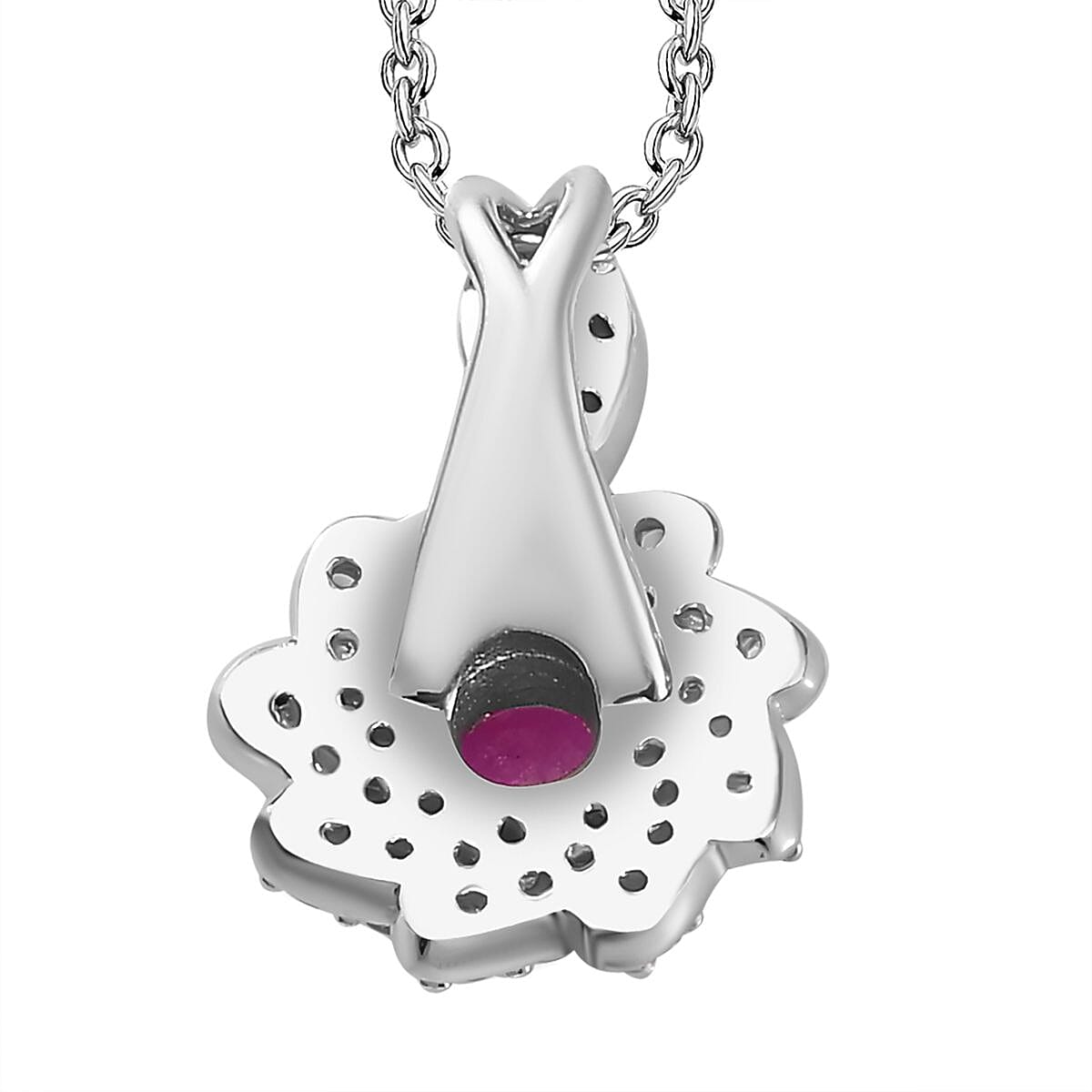 John Saul Ruby and Natural Zircon Swirl Pendant with Chain (Size 20) in Platinum Overlay Sterling Silver 1.18 Ct 4269273 3
