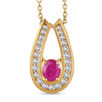 Natural John Saul Ruby & Natural Zircon Pendant with Chain (Size 20) in 18K Vermeil Yellow Gold Plated Sterling Silver