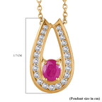 Natural John Saul Ruby & Natural Zircon Pendant with Chain (Size 20) in 18K Vermeil Yellow Gold Plated Sterling Silver