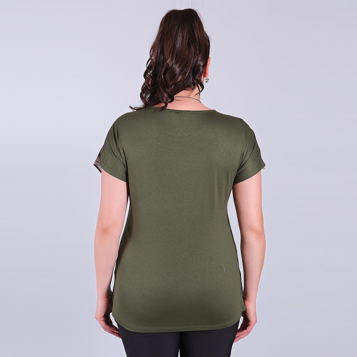 Jovie Graphic Pattern Short Sleeves Blouse - Khaki 3826860 1