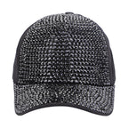 Jovie Cotton Rhinestone Bling Front Hat with Adjustable Strap (Size 58x16 Cm) - Black