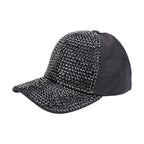 Jovie Cotton Rhinestone Bling Front Hat with Adjustable Strap (Size 58x16 Cm) - Black