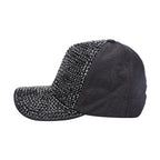 Jovie Cotton Rhinestone Bling Front Hat with Adjustable Strap (Size 58x16 Cm) - Black