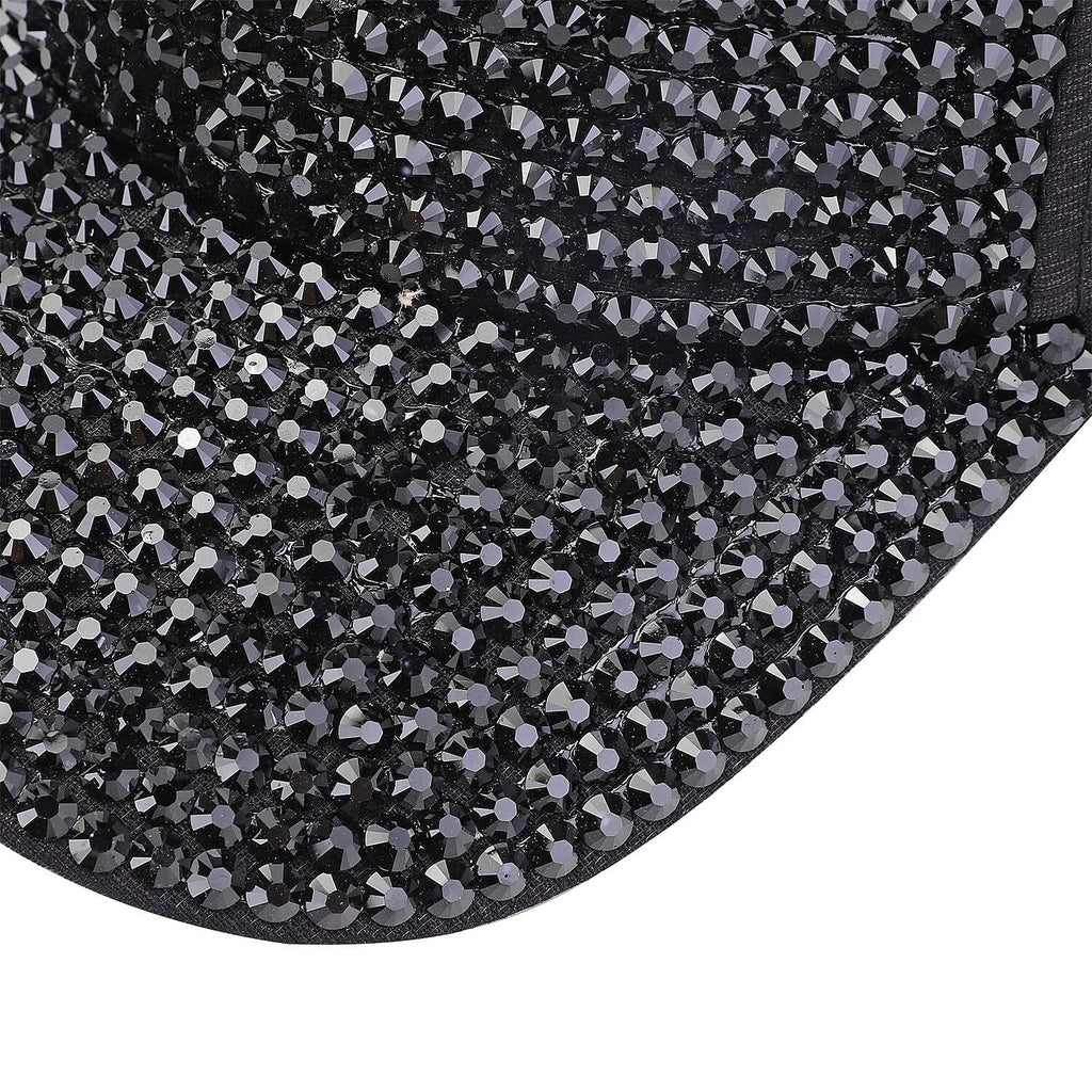 Jovie Cotton Rhinestone Bling Front Hat with Adjustable Strap (Size 58x16 Cm) - Black