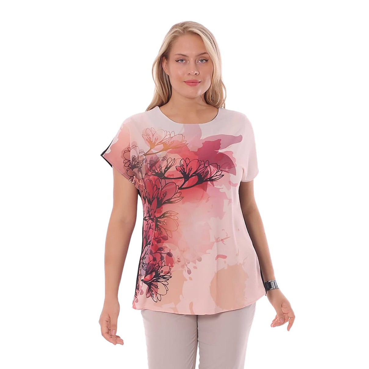 Jovie Floral Pattern Short Sleeves Blouse - Pink 3826962 0