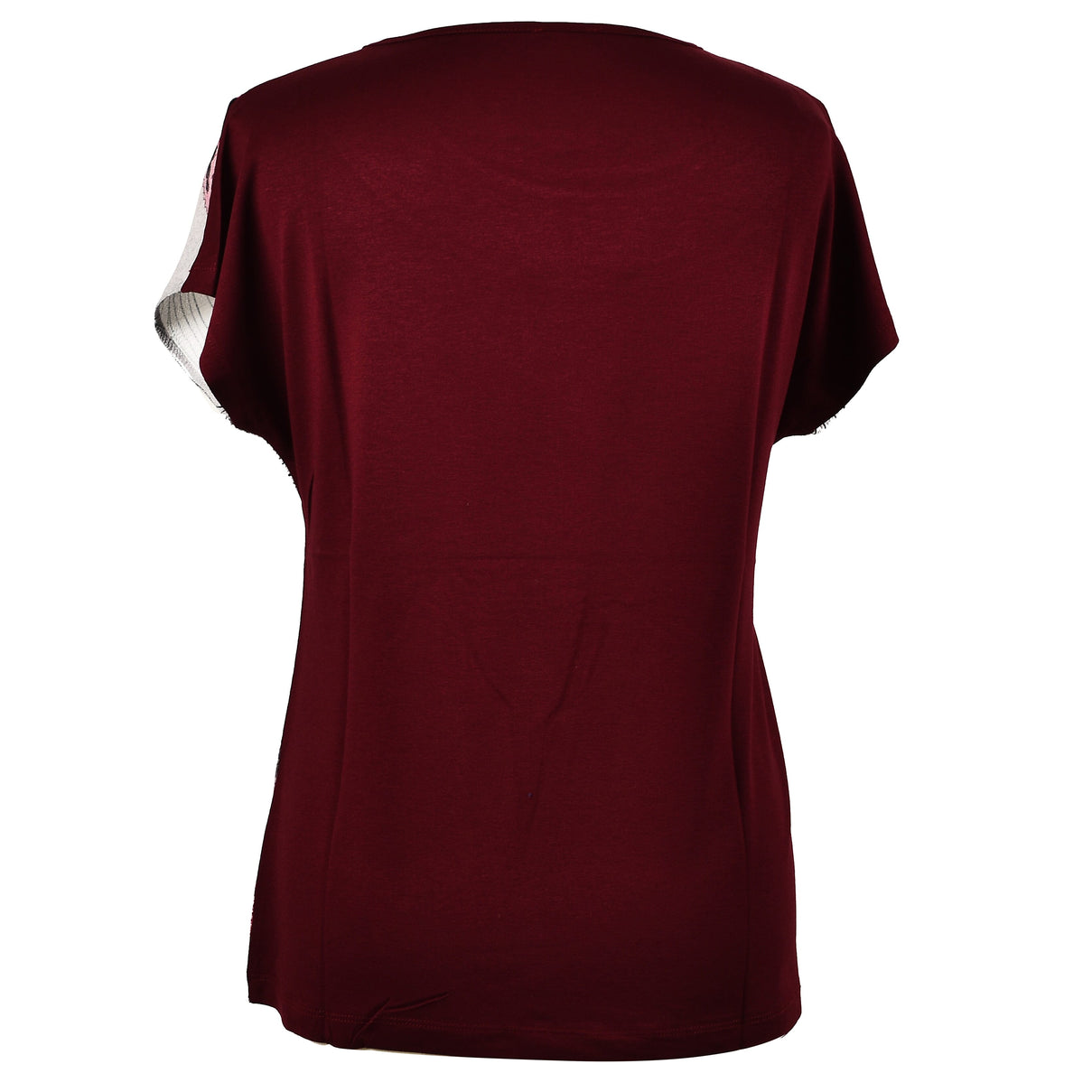Jovie Leaves Pattern Low Short Sleeve Women's Blouse - Wine 3841730 1