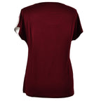 JOVIE Leaf Pattern Low Sleeve Blouse (Size M-L - 10-12) - Burgundy & Light Grey