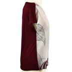 JOVIE Leaf Pattern Low Sleeve Blouse (Size M-L - 10-12) - Burgundy & Light Grey