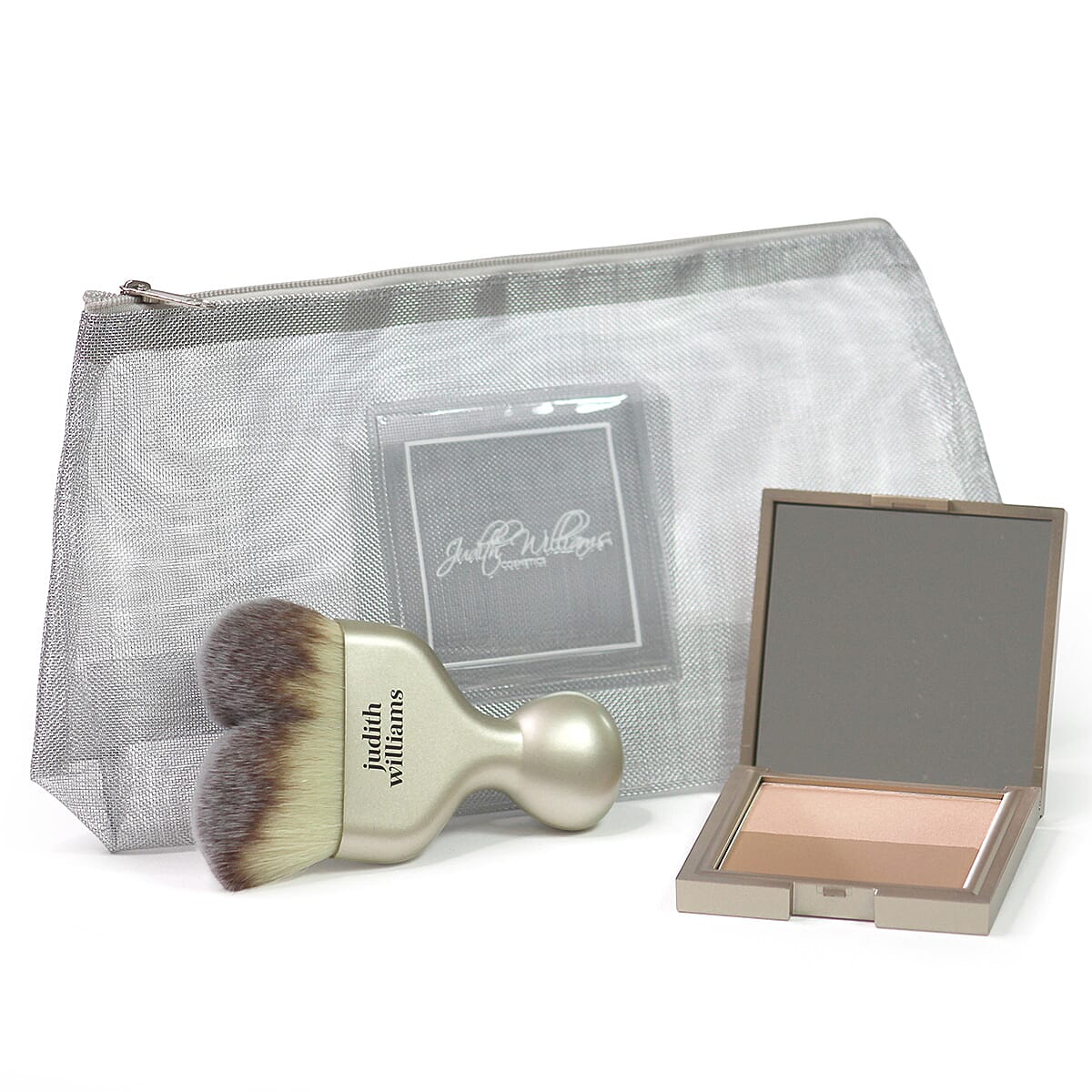 Judith Williams My Make up Bronze &amp; Shine Powder 2 x 10g &amp; My Make Up Crazy Hollywood Brush in Silver Mesh Bag 8483490 0