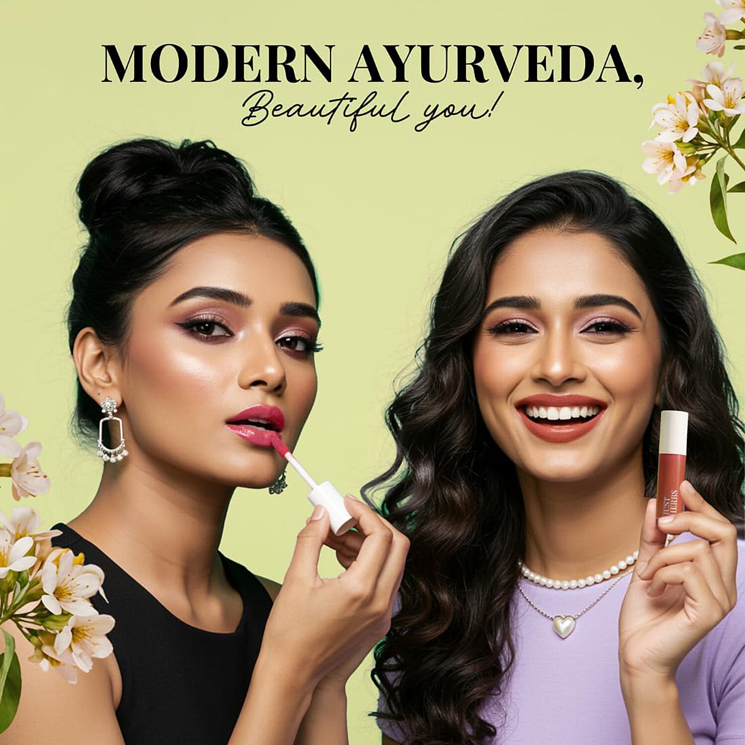 Just Herbs: Set of 5 - Ayurvedic Liquid Matte Finish Lipstick Make Up Kit - Brights and Pinks 8201607 4