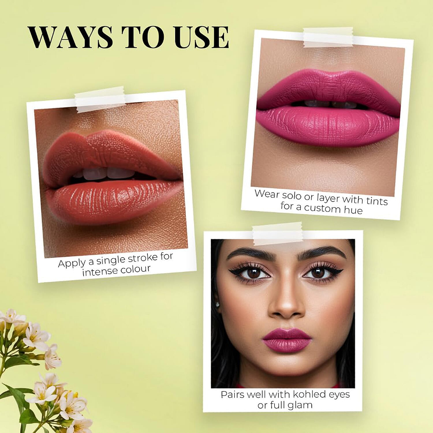 Just Herbs: Set of 5 - Ayurvedic Liquid Matte Finish Lipstick Make Up Kit - Brights and Pinks 8201607 5