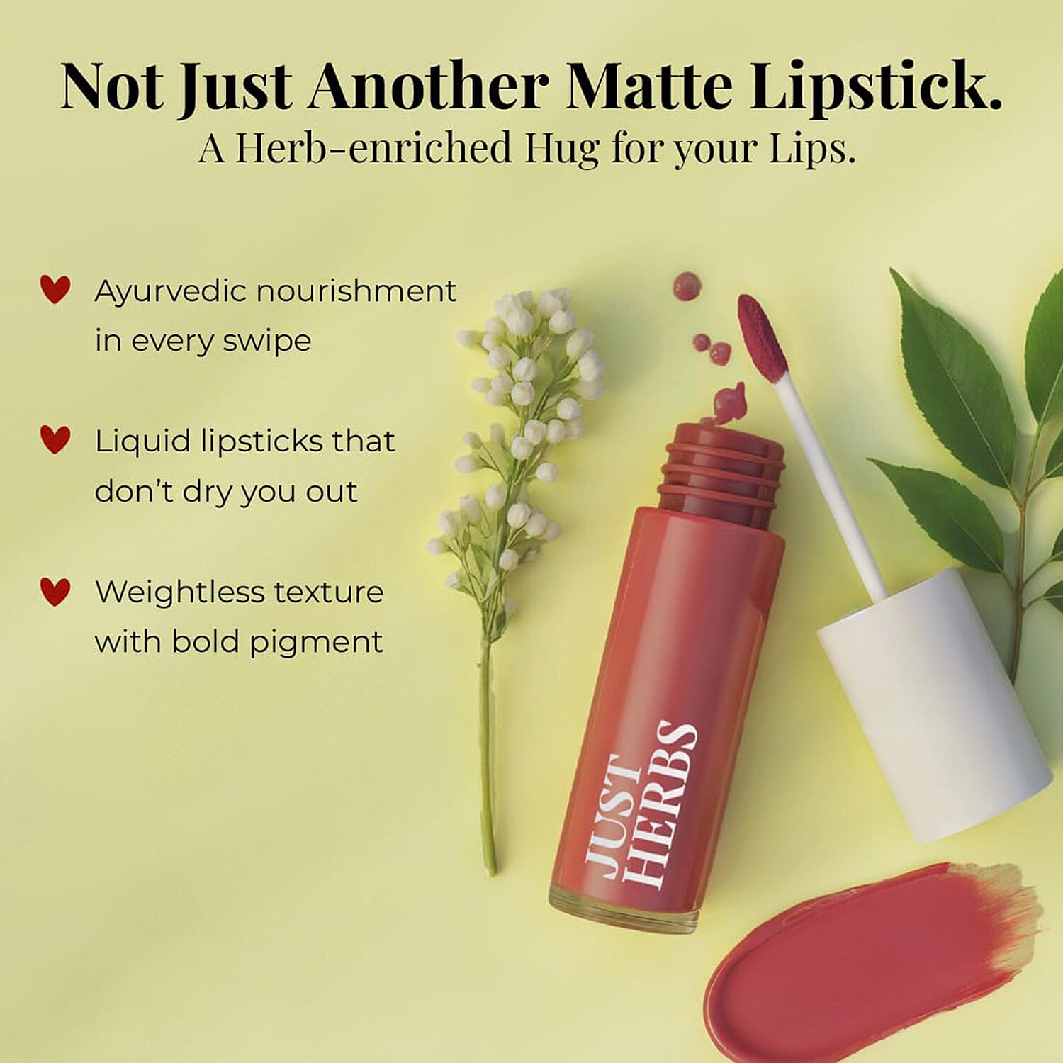 Just Herbs: Set of 5 - Ayurvedic Liquid Matte Finish Lipstick Make Up Kit - Brights and Pinks 8201607 6