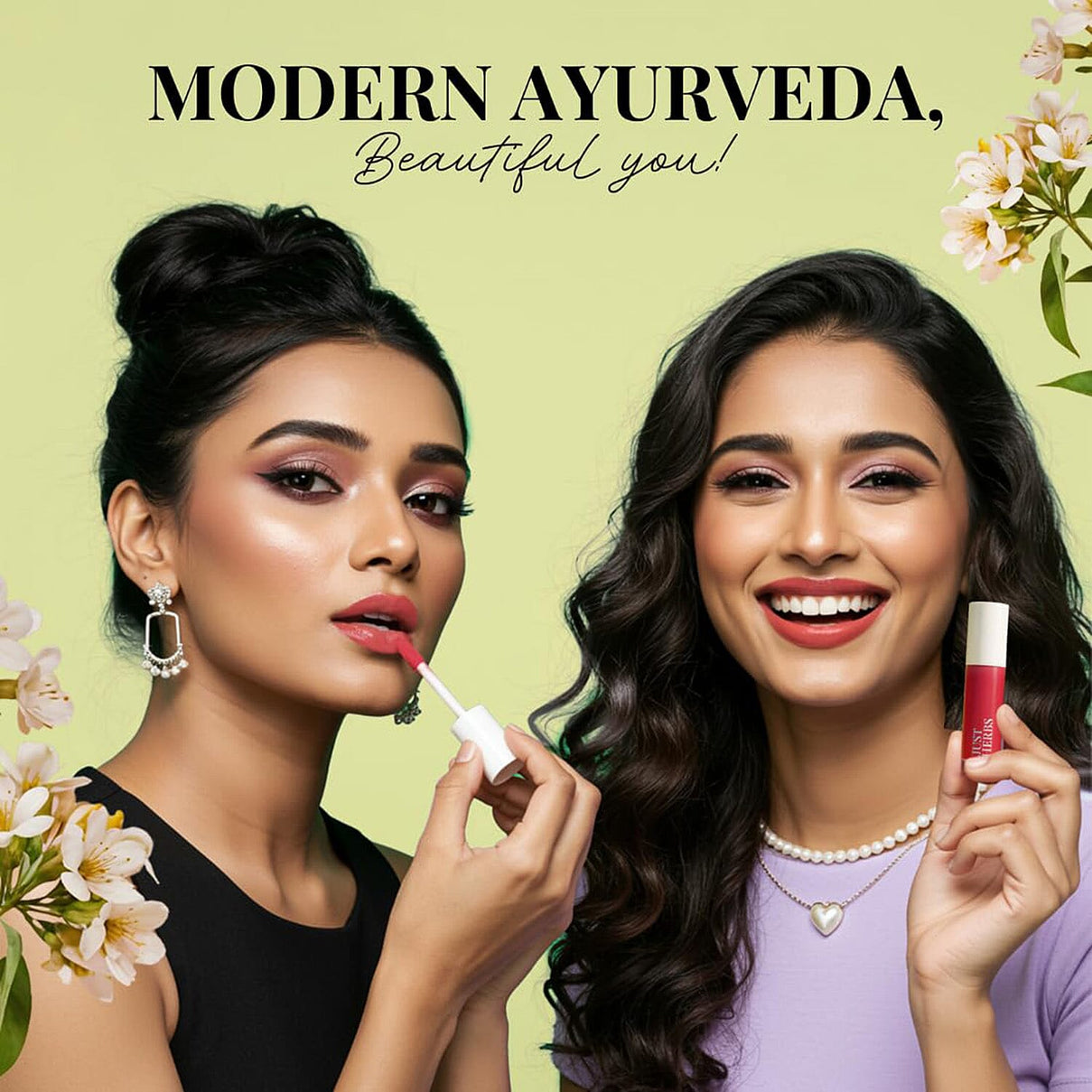 Just Herbs: Set of 5 - Ayurvedic Liquid Matte Finish Lipstick Make Up Kit - Deeps and Reds 8201619 4