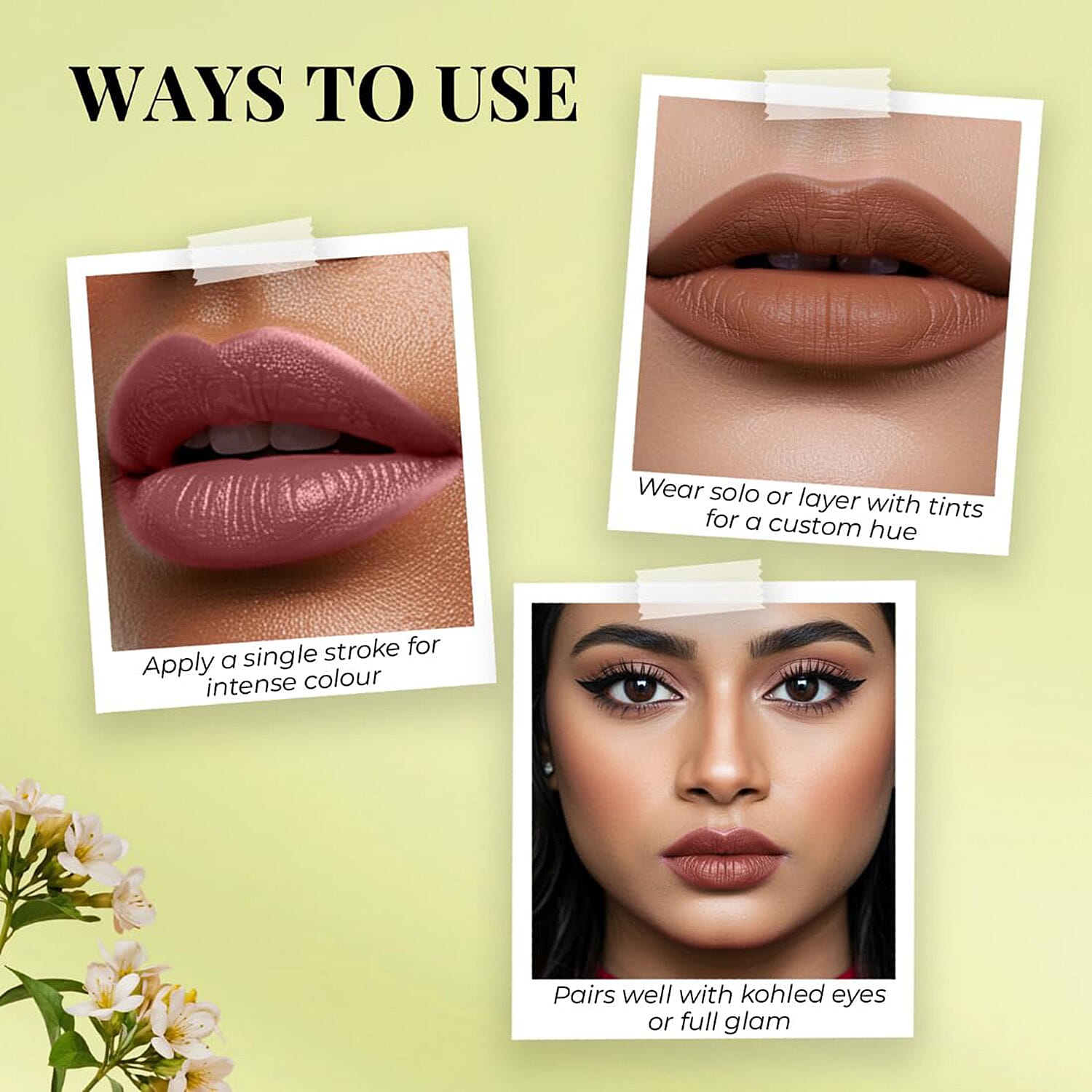 Just Herbs: Set of 5 - Ayurvedic Liquid Matte Finish Lipstick Make Up Kit - Nudes and Brown 8201620 1