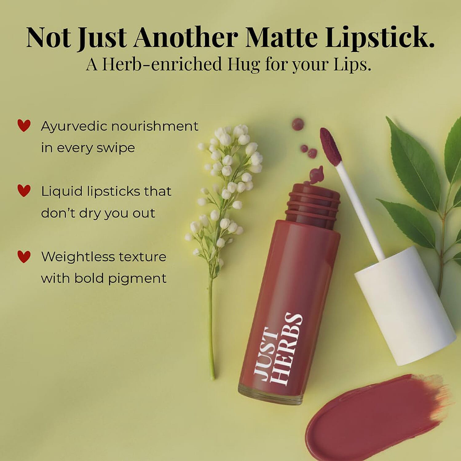 Just Herbs: Set of 5 - Ayurvedic Liquid Matte Finish Lipstick Make Up Kit - Nudes and Brown 8201620 4