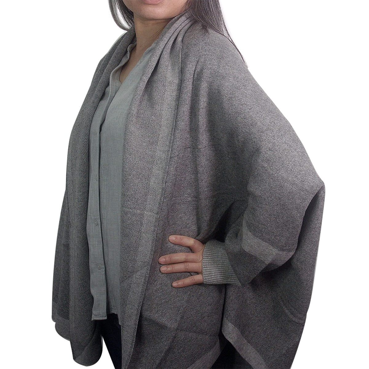 Kris Ana Contrast Border Women's Cardigan - Dark Grey 3624103 0