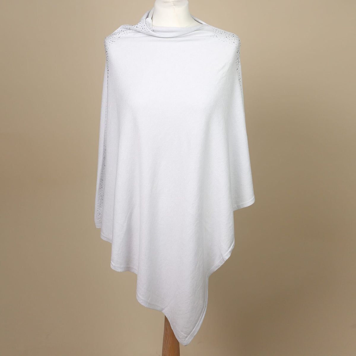 KRIS ANA Diamonte Trim Poncho - Light Grey V32643065 0