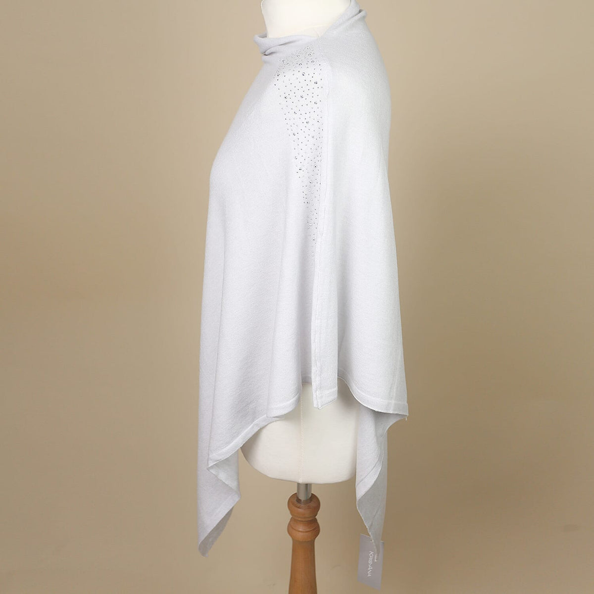 KRIS ANA Diamonte Trim Poncho - Light Grey V32643065 2
