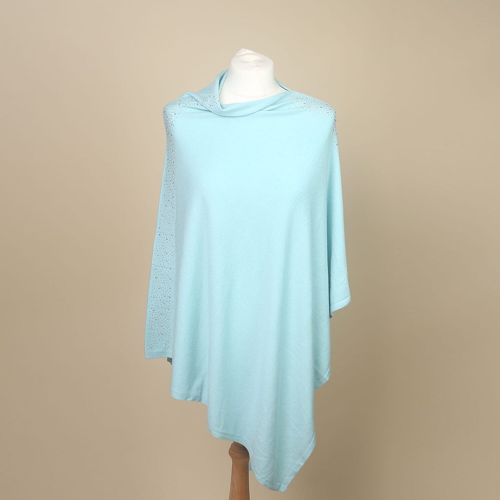 Kris Ana Diamante Trim Poncho (One Size, Fits Approx 8-18) - Mint
