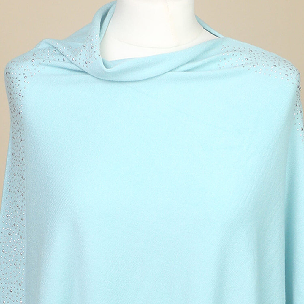 Kris Ana Diamante Trim Poncho (One Size, Fits Approx 8-18) - Mint