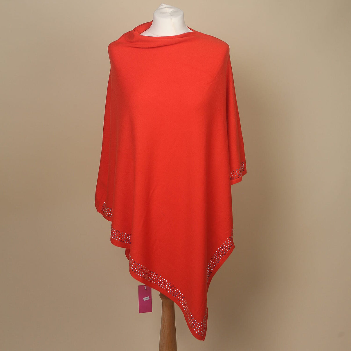 KRIS ANA Diamonte Trim Poncho - Orange 6900598 0