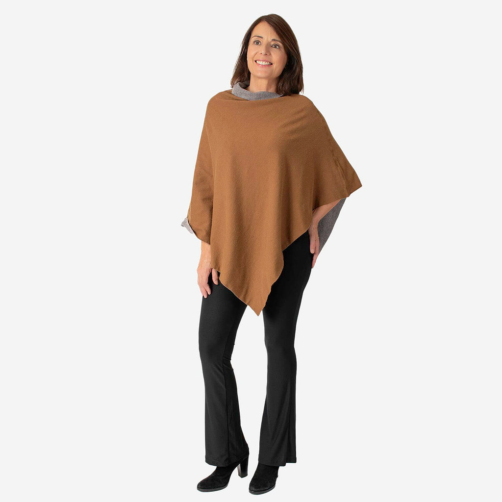 Kris Ana Contrast Taupe and Beige Poncho 8-18