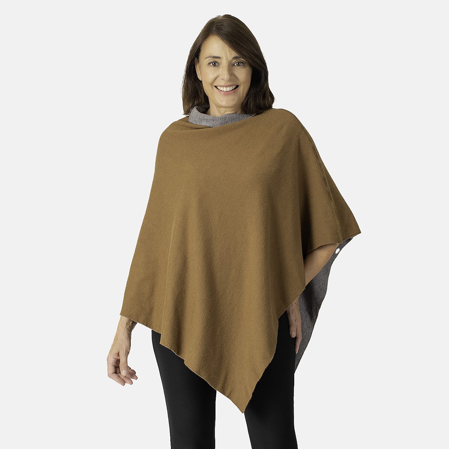 KRIS ANA Reversible Women's Poncho - Taupe 6880907 1