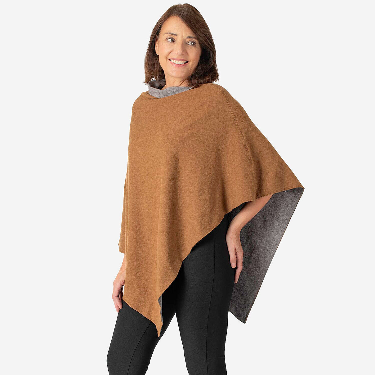 KRIS ANA Reversible Women's Poncho - Taupe 6880907 2