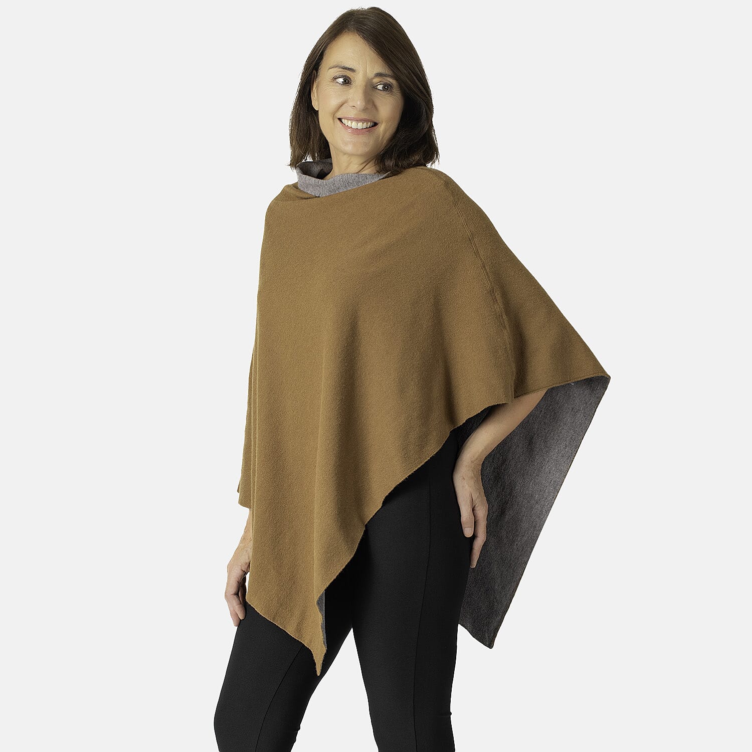 KRIS ANA Reversible Women's Poncho - Taupe 6880907 2
